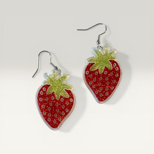 Jordbær øreringe - glimmer