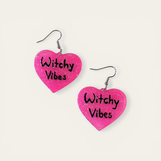 Witchy vibes - øreringe i pink glimmer