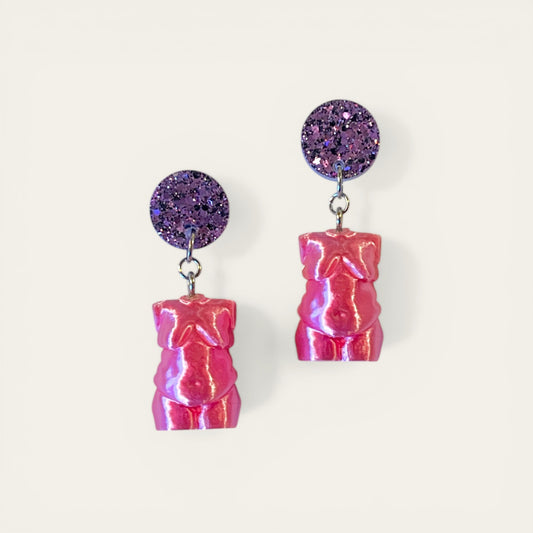 Ørering - lyserød torso med lilla glimmer Dot