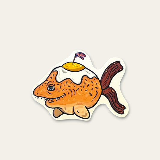 Sticker – Bacon og æg haj fra Hajland | Caths in Space Art