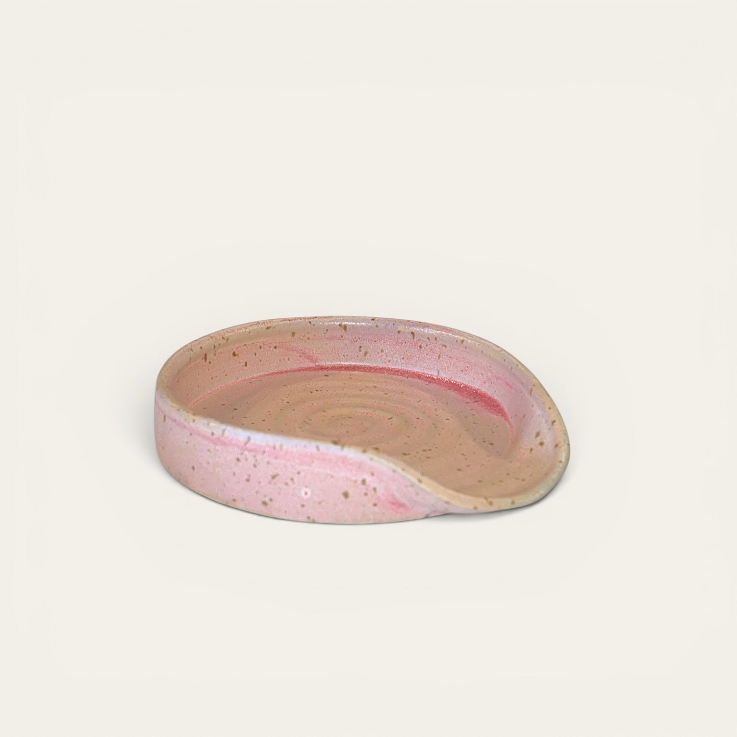Spoon rest i keramik - lyserød glasur