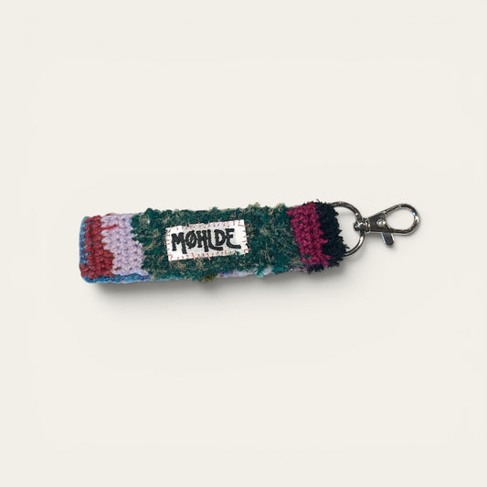 Hæklet wristlet - lilla/grøn