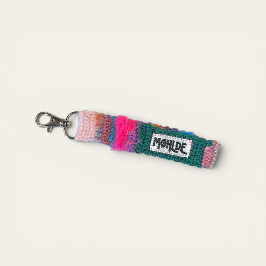 Hæklet wristlet - pink/grøn