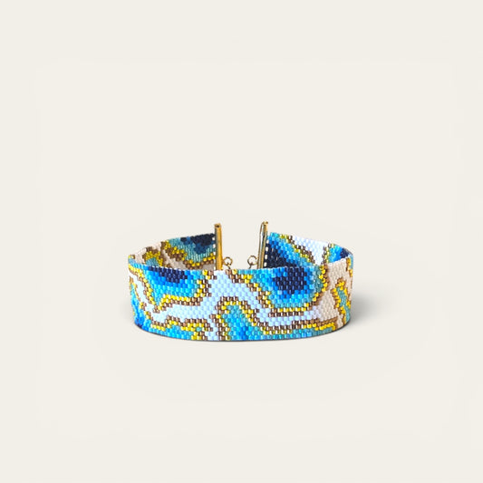 Armbånd i miyukiperler – blå geode | Sara Engel