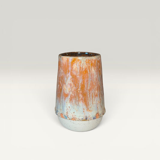 Høj vase i keramik - rødbrun