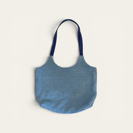 Vendbar totebag – støvet blå/lyserøde striber | JNorteved