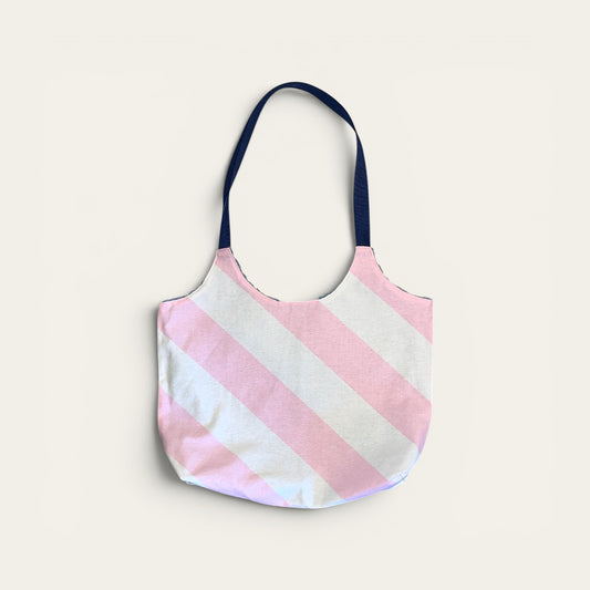Vendbar totebag – støvet blå/lyserøde striber | JNorteved