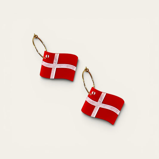 Dannebrog Store - Øreringe med eller uden Hoop