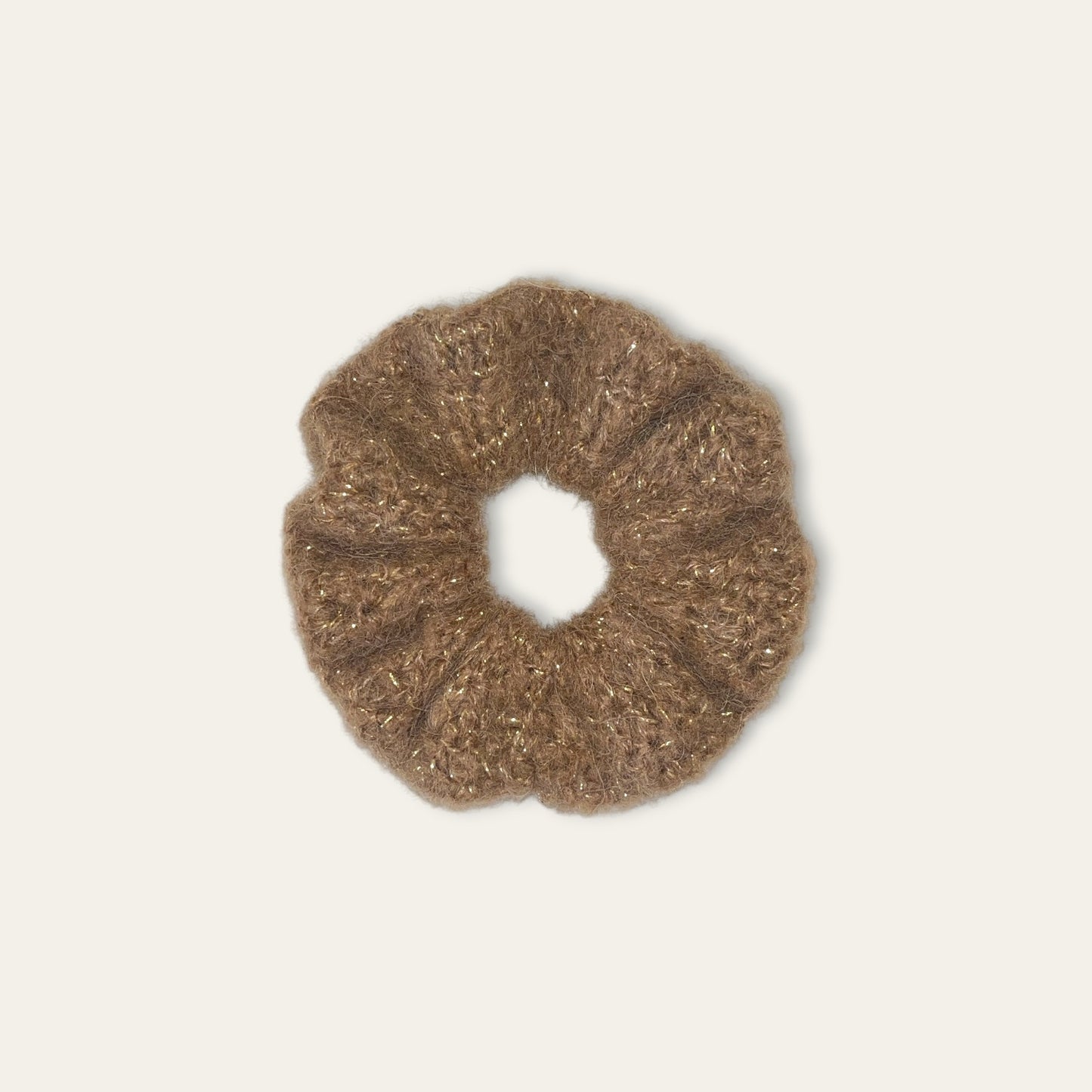 Hæklet scrunchie i bløde pastelfarver – Håndlavet af Irene Kokholm