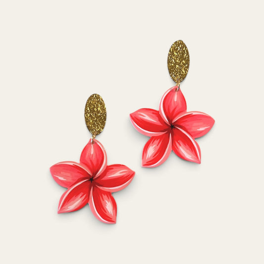 Statement øreringe med pink blomst – Designet af Winther Design