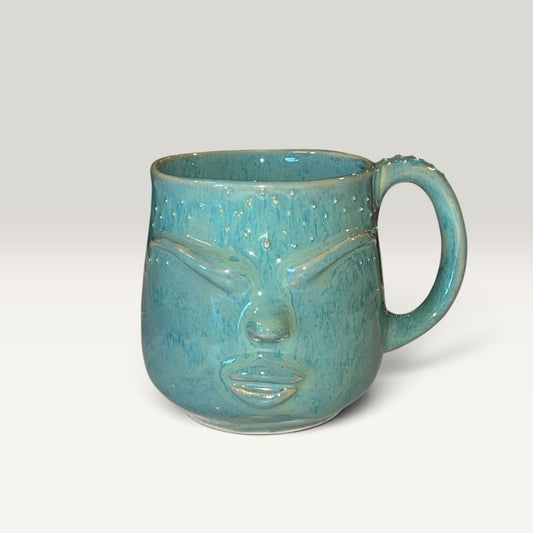 Krus med ansigt – Gaia, Blågrøn | RG Ceramic