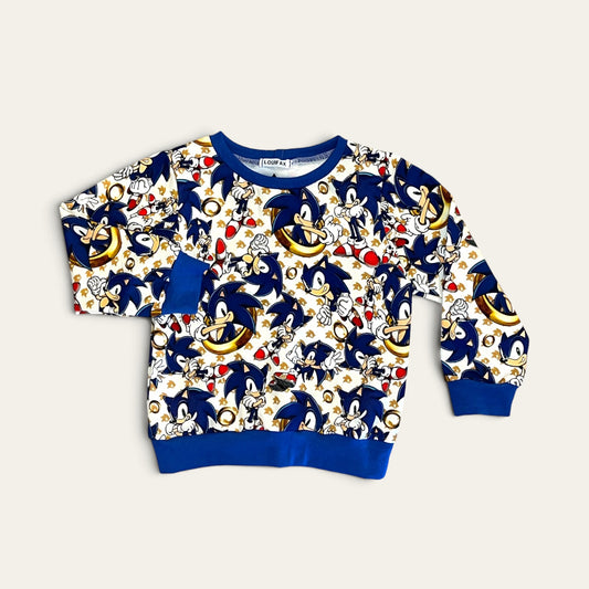 Børnesweatshirt med Sonic – Håndlavet | Louifax