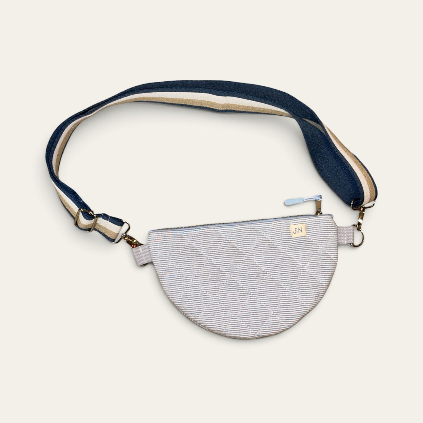 Håndlavet mini crossbody taske – mælkedrenge striber – 20x15 cm | JNortheved