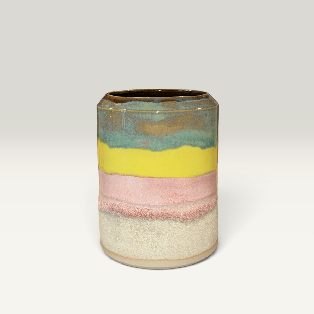 Keramikvase med farverige striber, 15 cm | Ibs elsker keramik