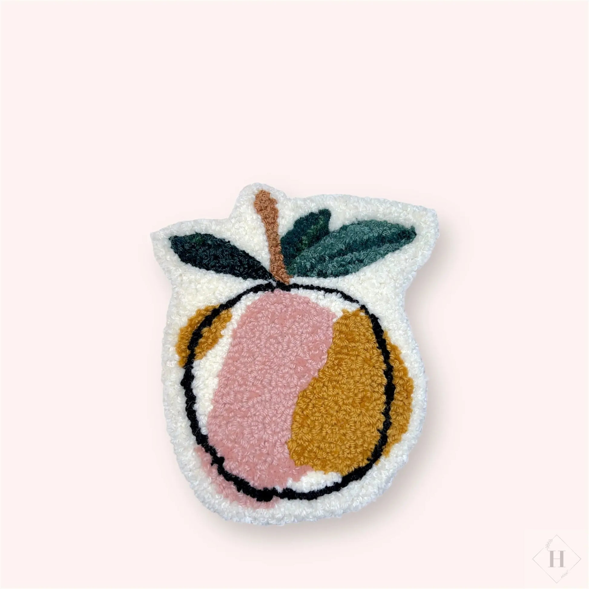 Tuftet vægophæng - pink og gul æble m/blad Flair