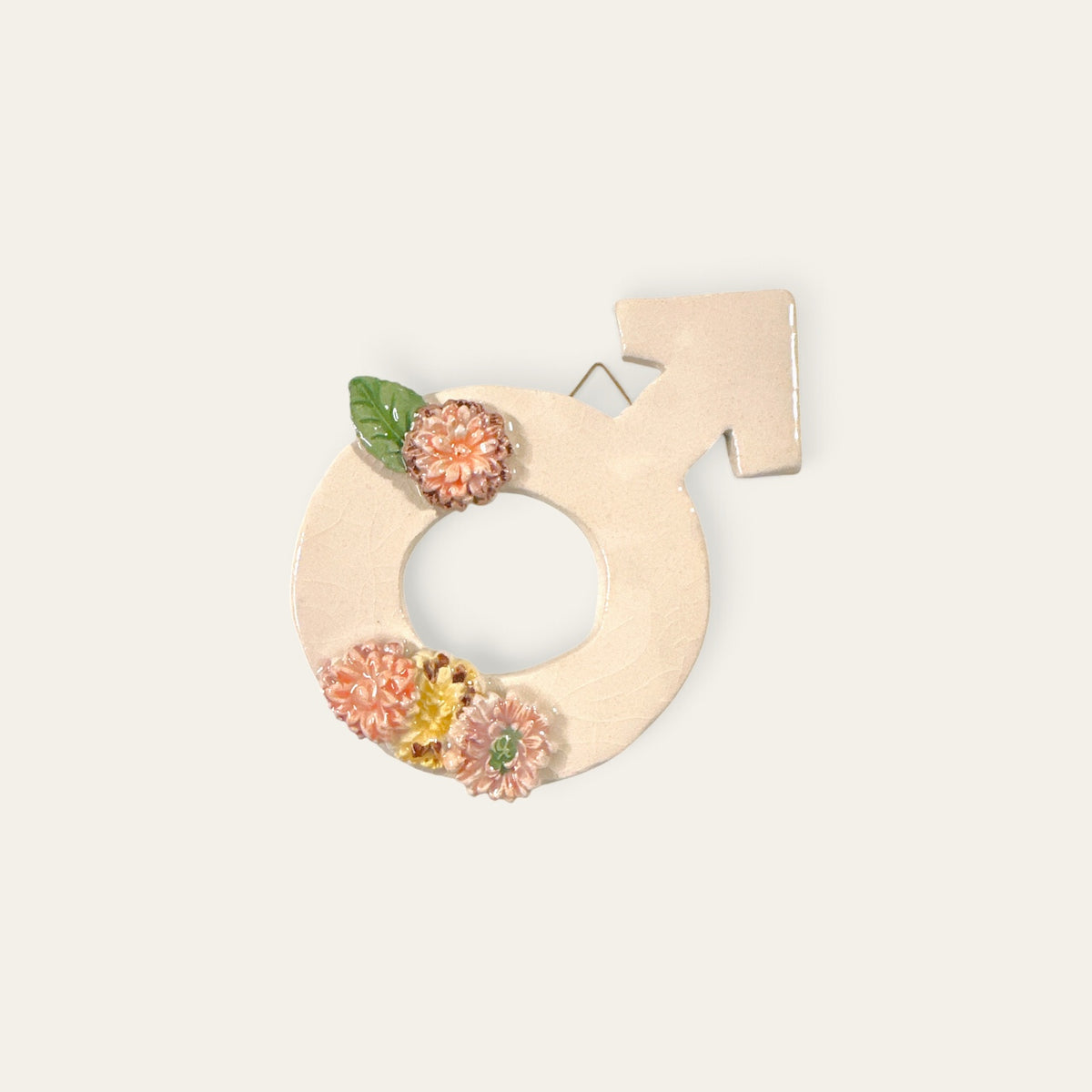 Mandetegn i keramik med blomster – 13,5 cm | KH Keramik