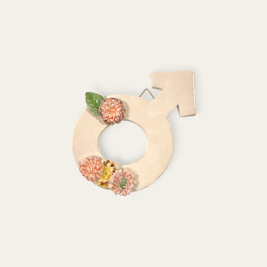 Mandetegn i keramik med blomster – 13,5 cm | KH Keramik