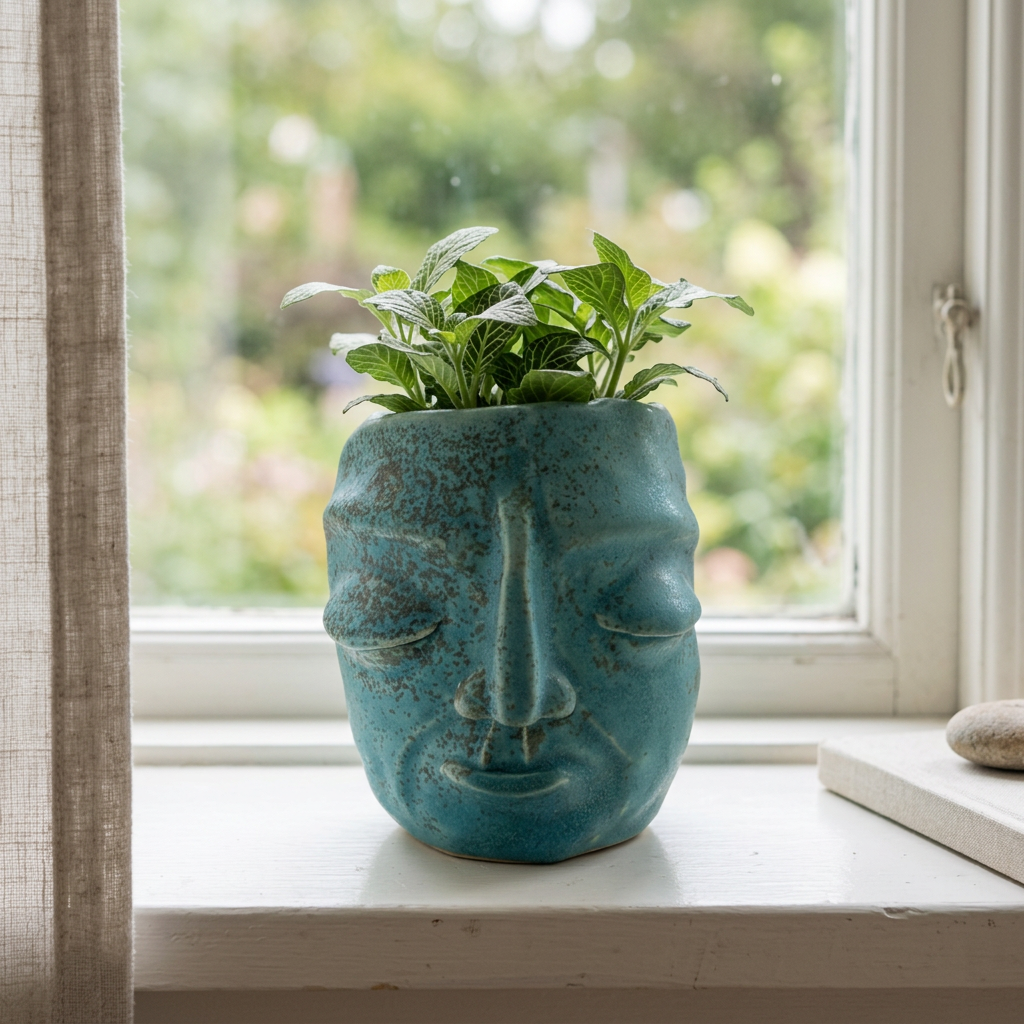 AI-genereret miljøbillede af Sten med en grøn plante
