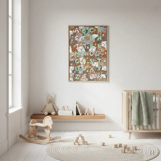 Alfabet-bjørne plakat i børneværelse