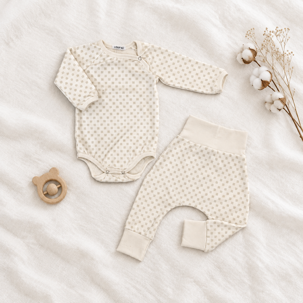 Baby sæt firkløver creme Louifax – lifestyle v2