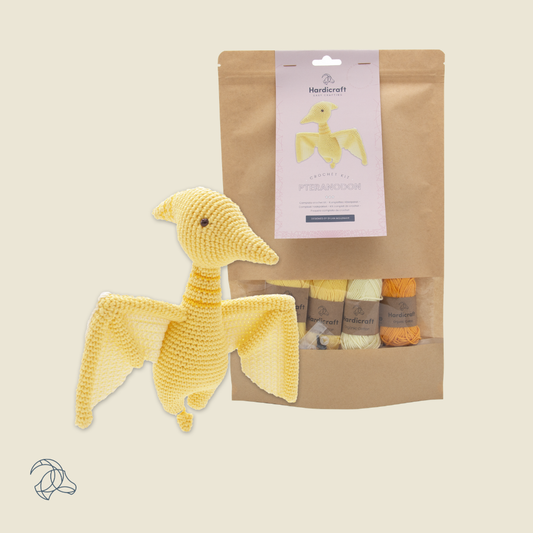 Hæklekit i bomuld – Pteranodon i gul | Hardicraft