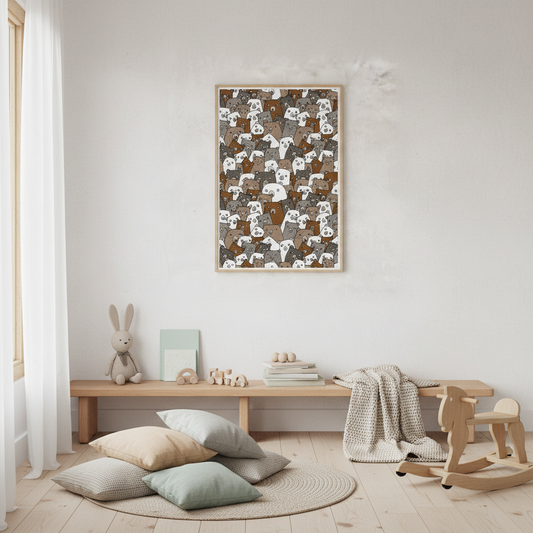 Bjørnebjørnebjørne plakat i børneværelse