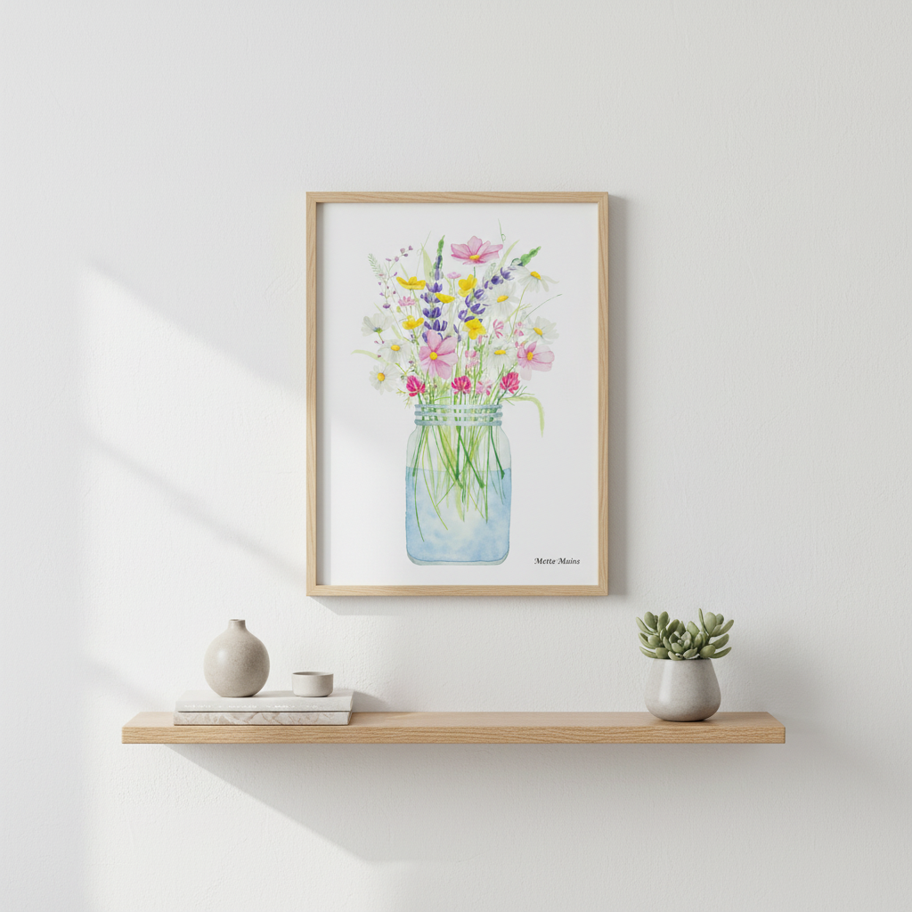 Blomster i syltetøjsglas A5 – lifestyle