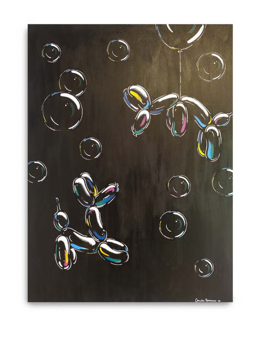 Boblehunde – Originalt akrylmaleri 60x80 cm af Caroline Rasmussen