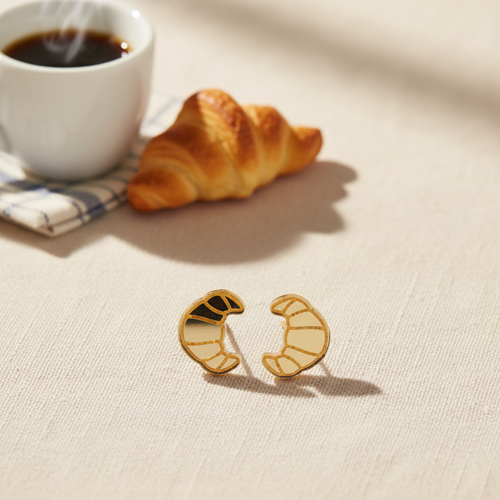 Croissant ørestikker – stylet produktbillede