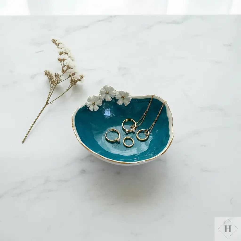 Dekorativ porcelænsskål med smykker