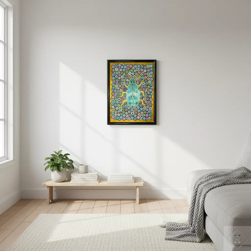 Dotart maleri Guldbillen på væg i dansk hjem