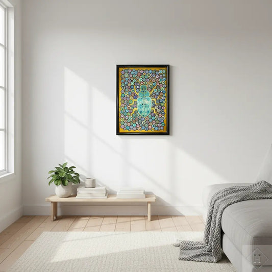 Dotart maleri Guldbillen på væg i dansk hjem