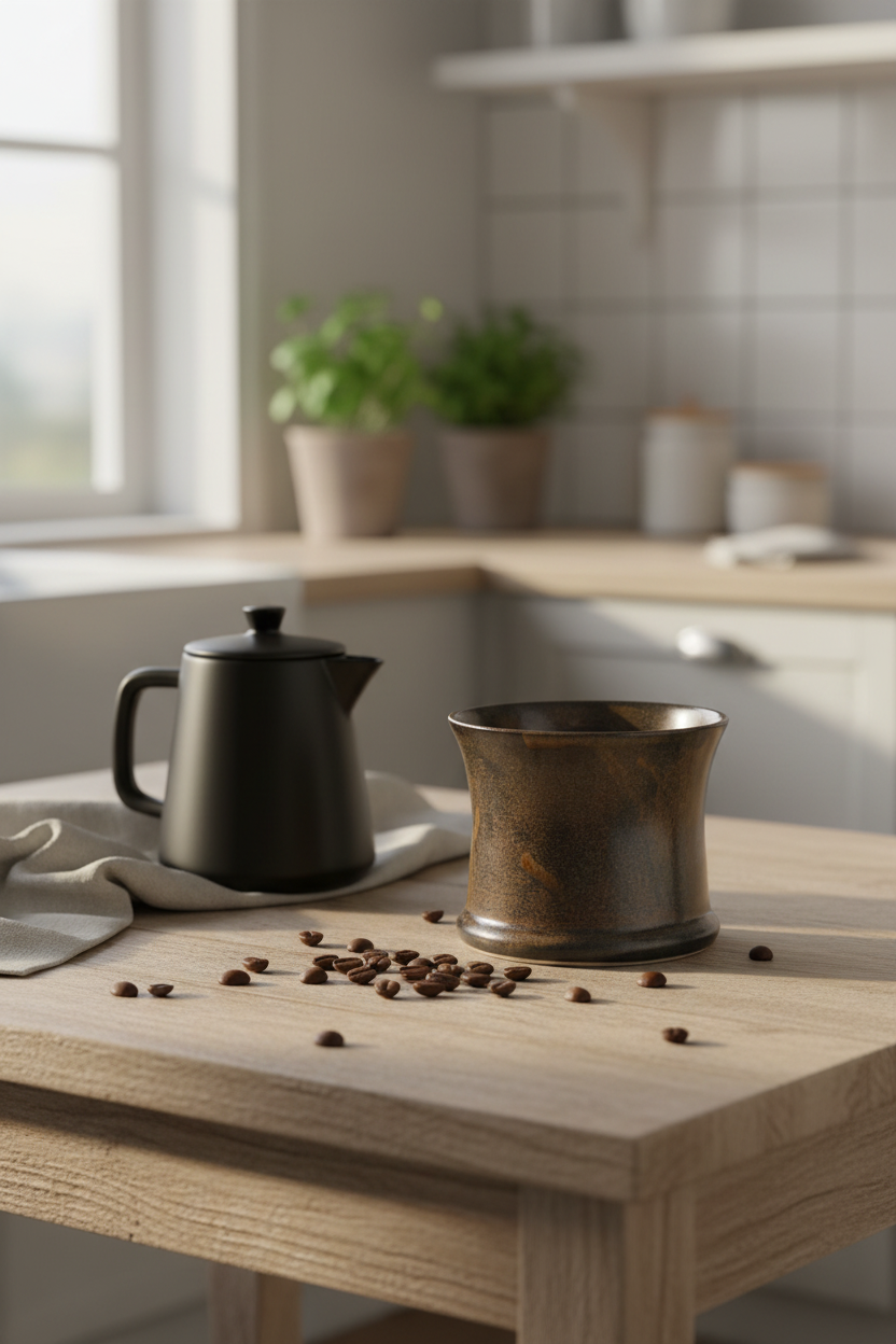 Drejet keramikkrus brun glasur - lifestyle