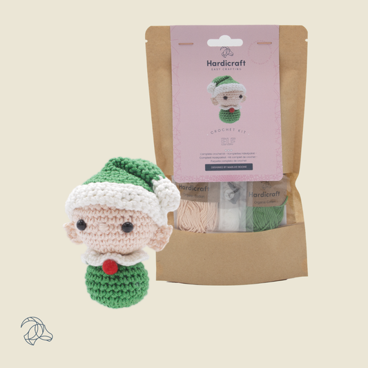 Hæklekit i bomuld – Mini nisse i grøn | Hardicraft