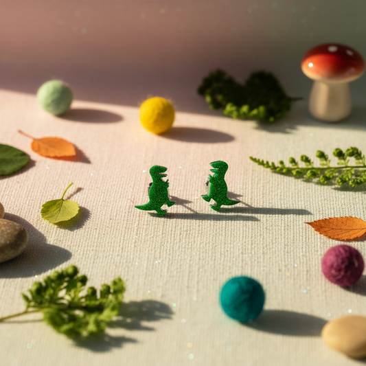 Glimmer dino ørestikker – stylet produktbillede