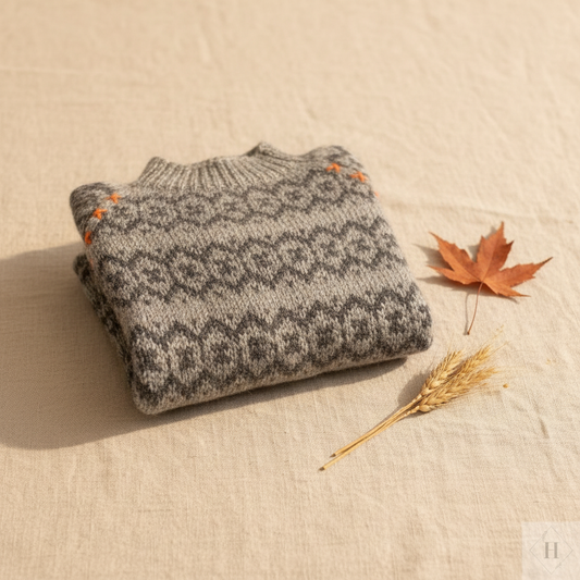 Håndstrikket uldtrøje børn – stylet editorial