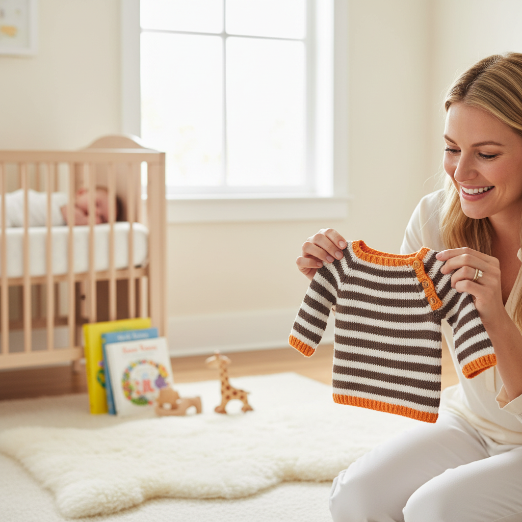 Strikket baby trøje- Str: 1/2-1 år