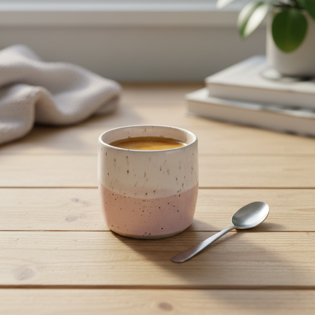 Drejet cortadokrus uden hank – lyserød og hvid | Clay by Hornstrup