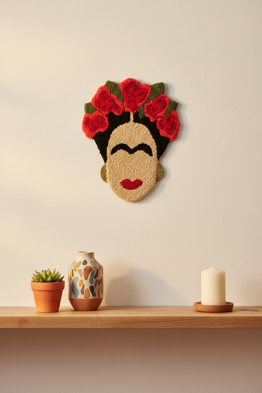 Tuftet Frida Kahlo vægophæng – håndlavet vægkunst | Juks