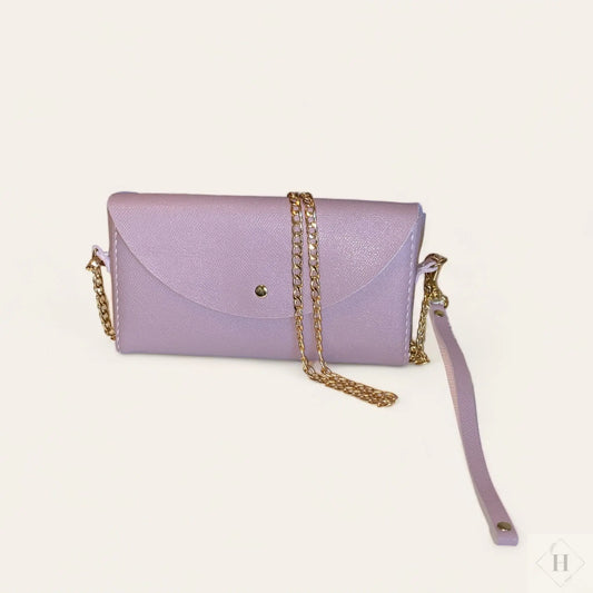 Luksus clutch i læder med kæde - lys lilla Unika Nord