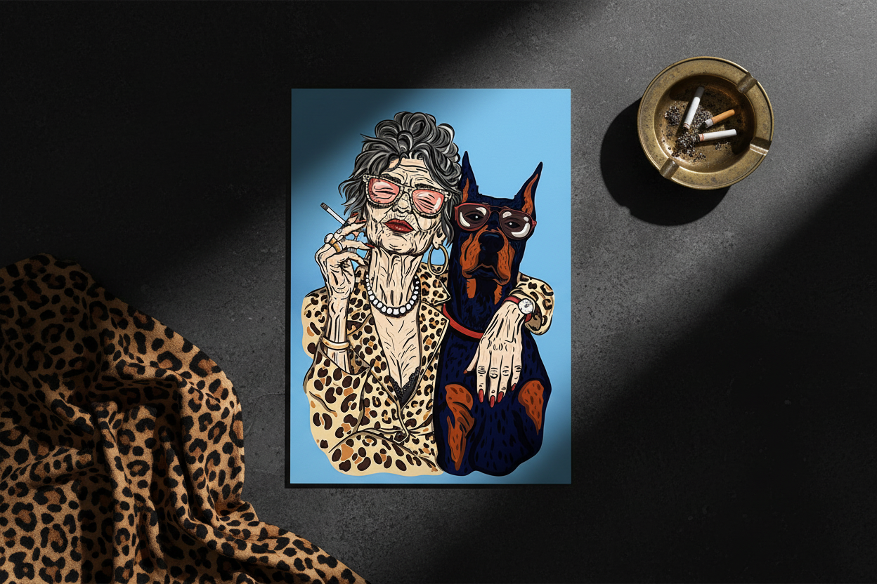 Kunstprint - granny and her dog | A5