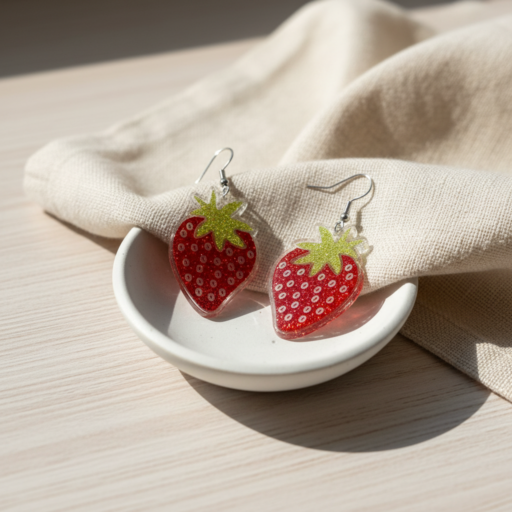 Jordbær øreringe - glimmer