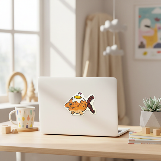Sticker – Bacon og æg haj fra Hajland | Caths in Space Art