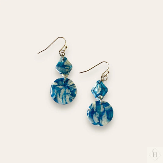 Blue translucent medium rhombus and circles on hooks 258 Handmade Hygge