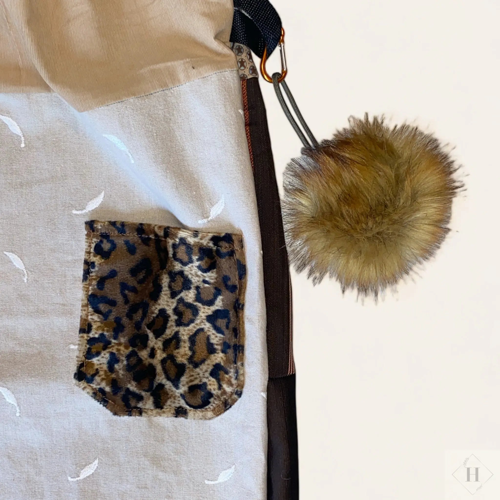 Oversize baggy bukser i bomuld m/lommer og flæser og dusk - brun/leopard