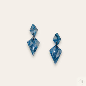 Blue translucent double rhombus dangles 255 Handmade Hygge