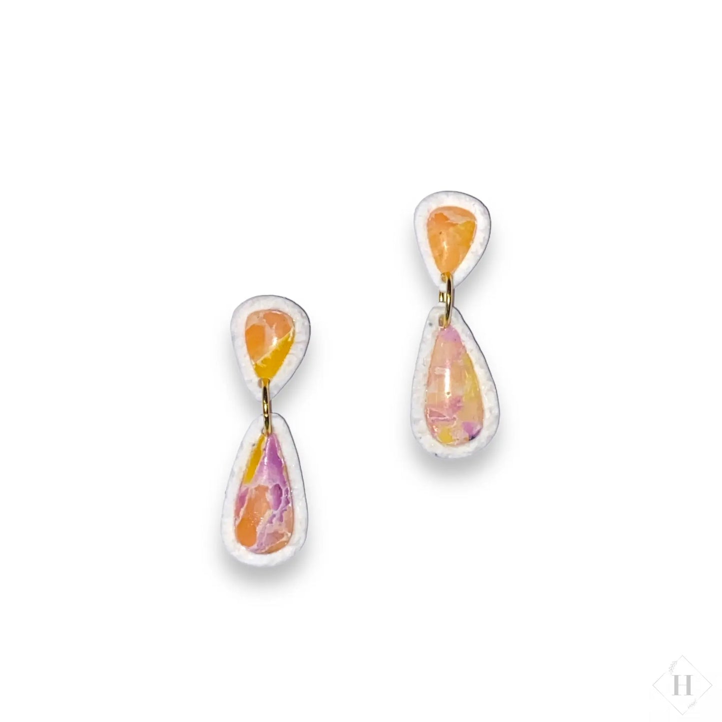 Inlay small dangels - purple and yellow teardrops #285 Handmade Hygge