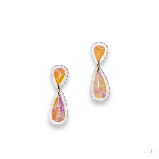 Inlay small dangels - purple and yellow teardrops #285 Handmade Hygge