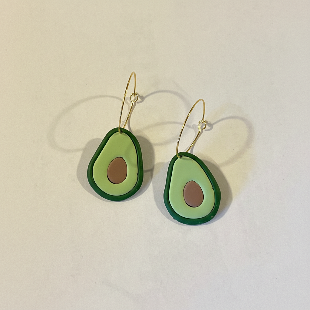 Avocado øreringe i polymer clay