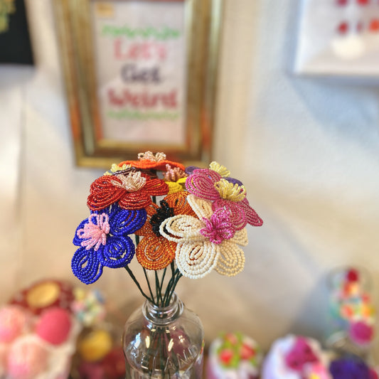 Håndlavet blomst i glasperler Kaimers krea
